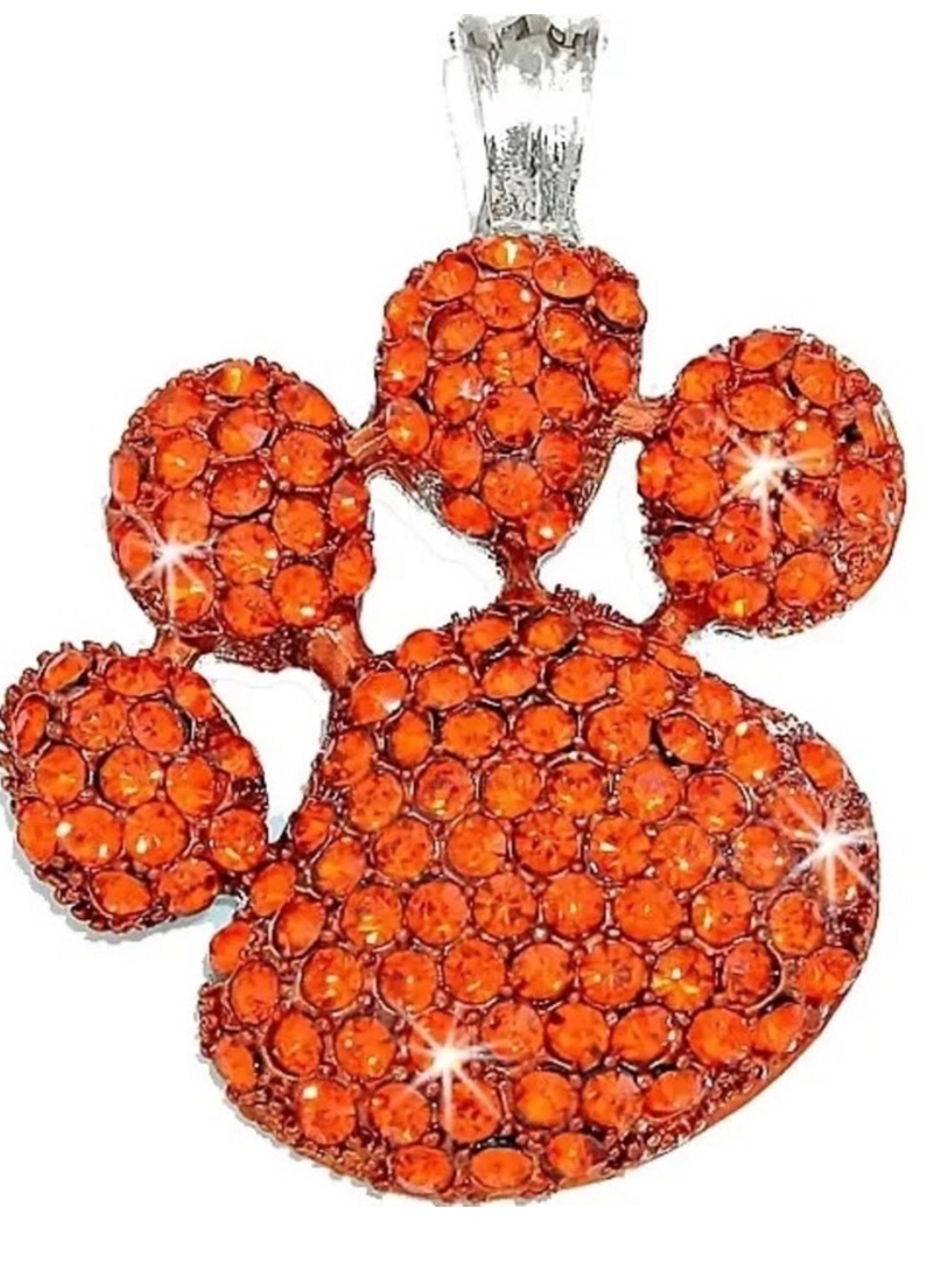 Micro Pave Set Orange Crystal Cz Dog PAW Puppy Statement Pendant omega slide